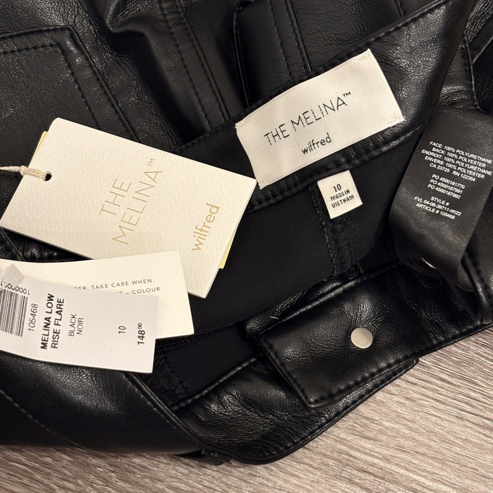 Aritzia Wilfred‎ The Melina Low-Rise Flare Pant Vegan Leather Black Size 10 NEW - Picture 9 of 9
